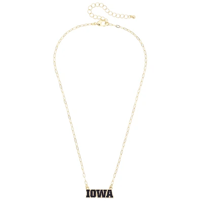CANVAS Style Iowa Hawkeyes Gold-Plated Pavé Outline Necklace