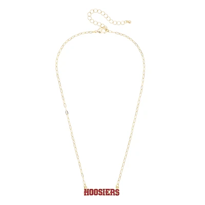 CANVAS Style Indiana Hoosiers Gold-Plated Pavé Outline Necklace