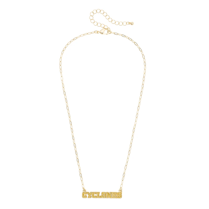CANVAS Style Iowa State Cyclones Gold-Plated Pavé Outline Necklace