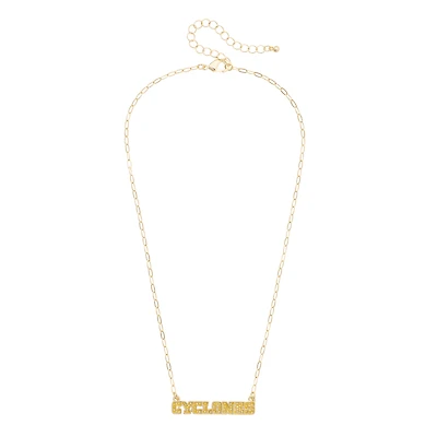 CANVAS Style Iowa State Cyclones Gold-Plated Pavé Outline Necklace