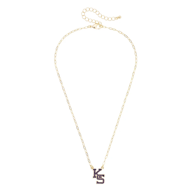 CANVAS Style Kansas State Wildcats Gold-Plated Pavé Outline Necklace