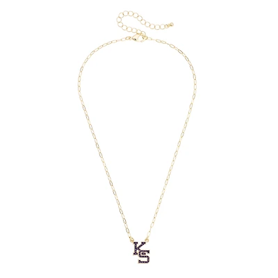 CANVAS Style Kansas State Wildcats Gold-Plated Pavé Outline Necklace