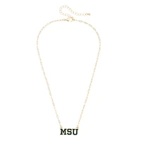 CANVAS Style Michigan State Spartans Gold-Plated Pavé Outline Necklace