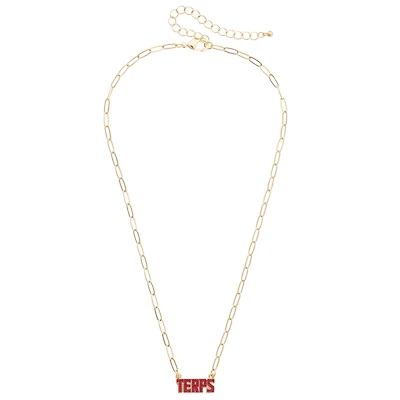CANVAS Style Maryland Terrapins Gold-Plated Pavé Outline Necklace