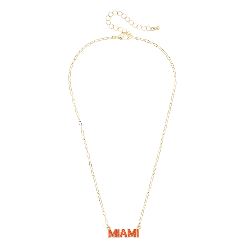 Women's CANVAS Style Miami Hurricanes Gold-Plated Pavé Outline Necklace