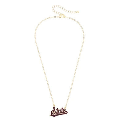 CANVAS Style Mississippi State Bulldogs Gold-Plated Pavé Outline Necklace