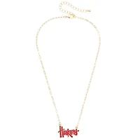 Women's CANVAS Style Nebraska Huskers Gold-Plated Pavé Outline Necklace
