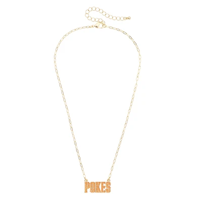 Women's CANVAS Style Oklahoma State Cowboys Gold-Plated Pavé Outline Necklace
