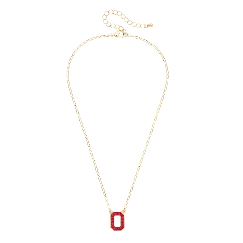 Women's CANVAS Style Ohio State Buckeyes Gold-Plated Pavé Outline Necklace