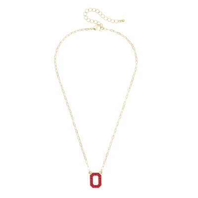 Women's CANVAS Style Ohio State Buckeyes Gold-Plated Pavé Outline Necklace