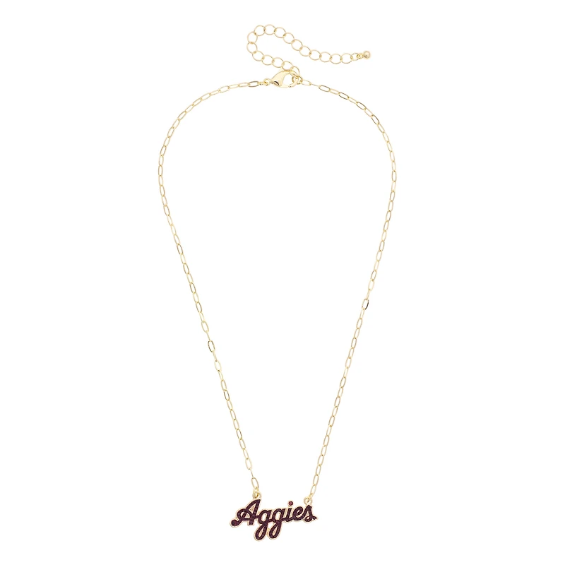 CANVAS Style Texas A&M Aggies Gold-Plated Pavé Outline Necklace