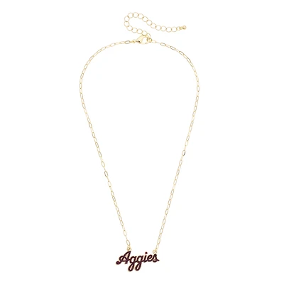 CANVAS Style Texas A&M Aggies Gold-Plated Pavé Outline Necklace