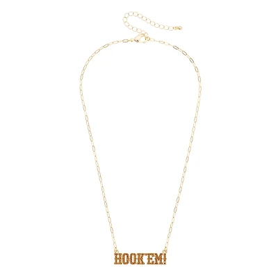 CANVAS Style Texas Longhorns Gold-Plated Pavé Outline Necklace