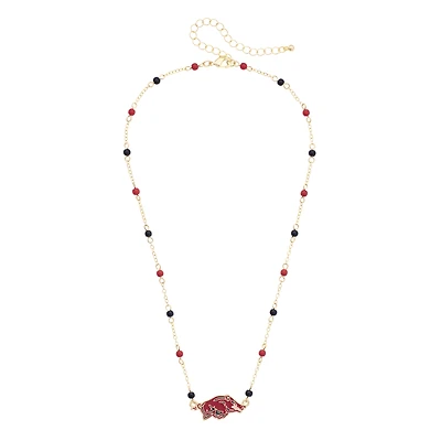 Women's CANVAS Style Arkansas Razorbacks Logo Layering Necklace