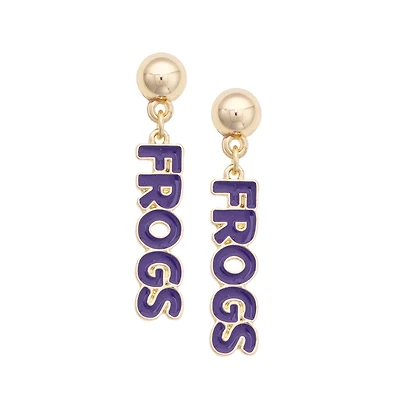 Women's CANVAS Style TCU Horned Frogs Nameplate Earrings