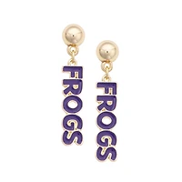 Women's CANVAS Style TCU Horned Frogs Nameplate Earrings