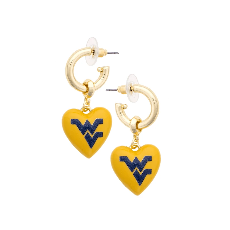 Women's CANVAS Style West Virginia Mountaineers 18k Gold-Plated Heart Earrings
