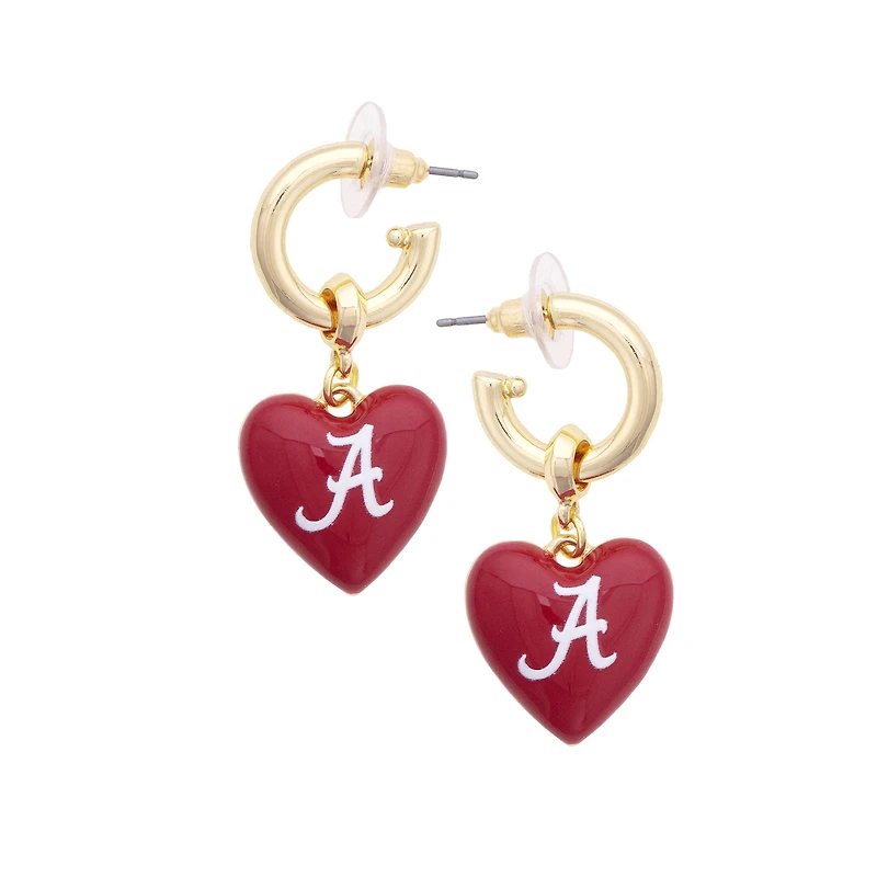 Women's CANVAS Style Alabama Crimson Tide 18k Gold-Plated Heart Earrings