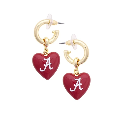 Women's CANVAS Style Alabama Crimson Tide 18k Gold-Plated Heart Earrings