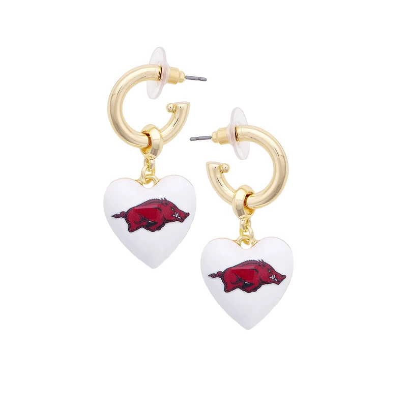 Women's CANVAS Style Arkansas Razorbacks 18k Gold-Plated Heart Earrings
