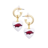 Women's CANVAS Style Arkansas Razorbacks 18k Gold-Plated Heart Earrings