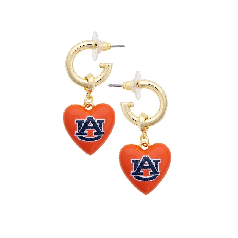 Women's CANVAS Style Auburn Tigers 18k Gold-Plated Heart Earrings