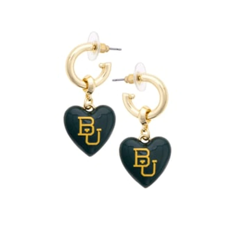 Women's CANVAS Style Baylor Bears 18k Gold-Plated Heart Earrings