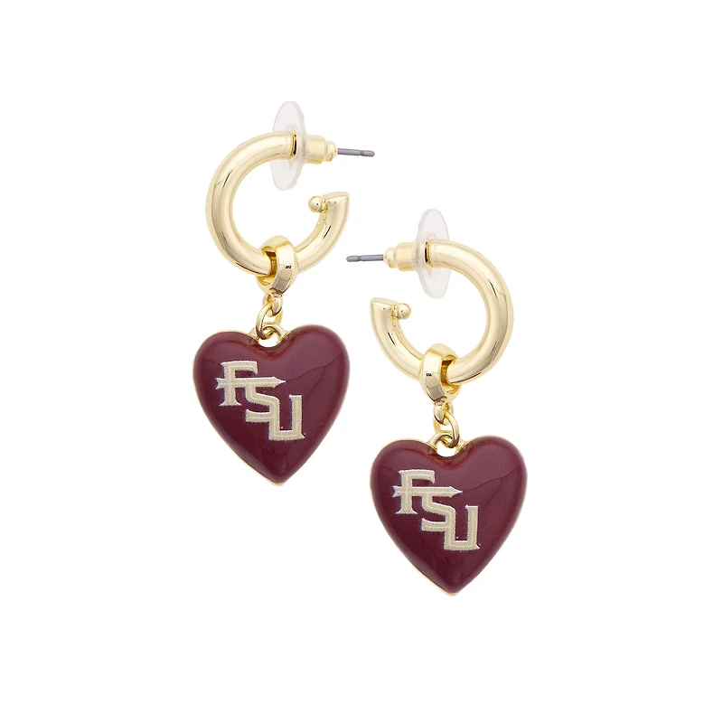 Women's CANVAS Style Florida State Seminoles 18k Gold-Plated Heart Earrings