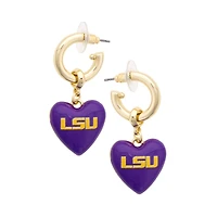 Women's CANVAS Style LSU Tigers 18k Gold-Plated Heart Earrings