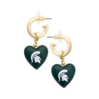 Women's CANVAS Style Michigan State Spartans 18k Gold-Plated Heart Earrings