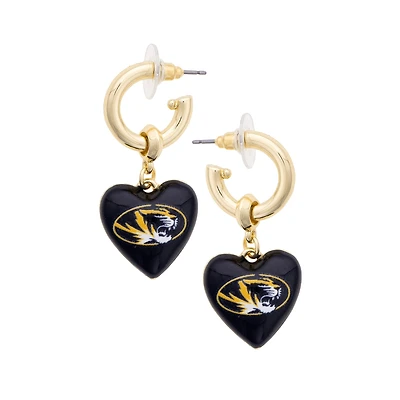Women's CANVAS Style Missouri Tigers 18k Gold-Plated Heart Earrings