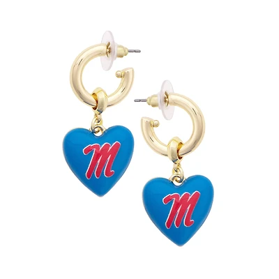 Women's CANVAS Style Ole Miss Rebels 18k Gold-Plated Heart Earrings