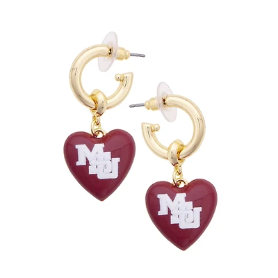 Women's CANVAS Style Mississippi State Bulldogs 18k Gold-Plated Heart Earrings