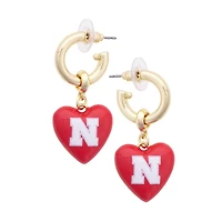 Women's CANVAS Style Nebraska Huskers 18k Gold-Plated Heart Earrings