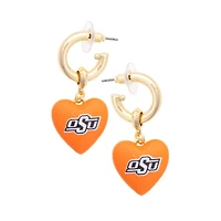 Women's CANVAS Style Oklahoma State Cowboys 18k Gold-Plated Heart Earrings