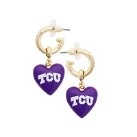 Women's CANVAS Style TCU Horned Frogs 18k Gold-Plated Heart Earrings