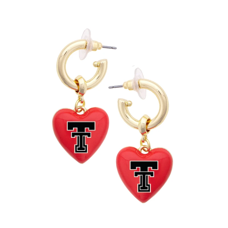 Women's CANVAS Style Texas Tech Red Raiders 18k Gold-Plated Heart Earrings