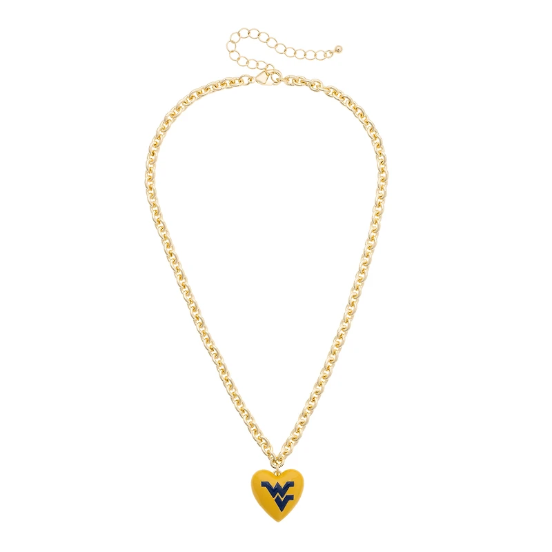 Women's CANVAS Style West Virginia Mountaineers Heart Necklace