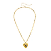 Women's CANVAS Style West Virginia Mountaineers Heart Necklace