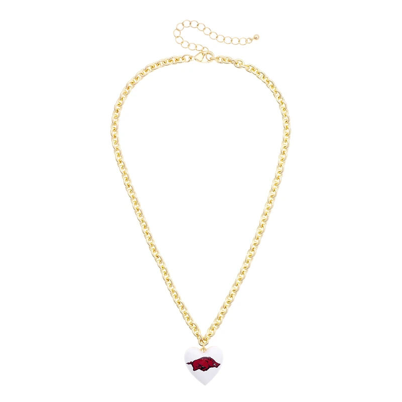Women's CANVAS Style Arkansas Razorbacks Heart Necklace