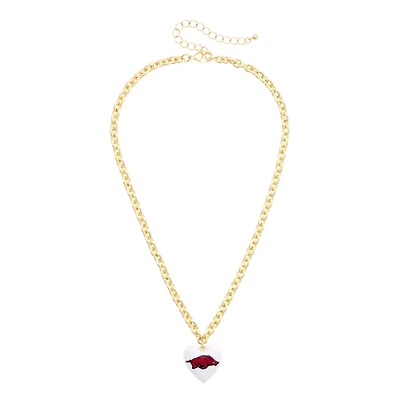 Women's CANVAS Style Arkansas Razorbacks Heart Necklace