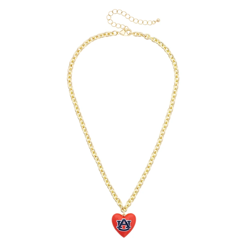 Women's CANVAS Style Auburn Tigers Heart Necklace