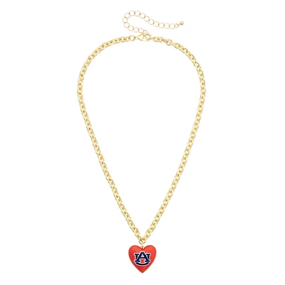 Women's CANVAS Style Auburn Tigers Heart Necklace
