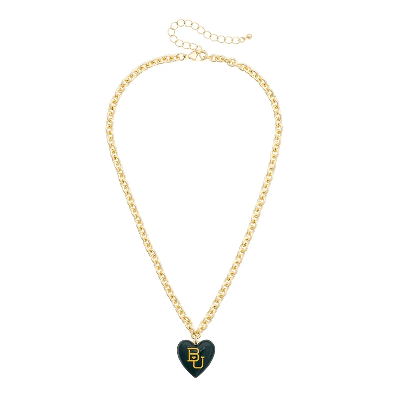 Women's CANVAS Style Baylor Bears Heart Necklace
