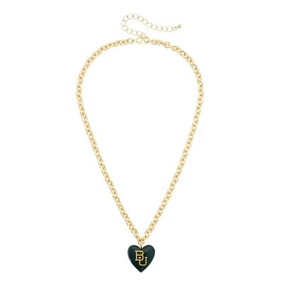 Women's CANVAS Style Baylor Bears Heart Necklace