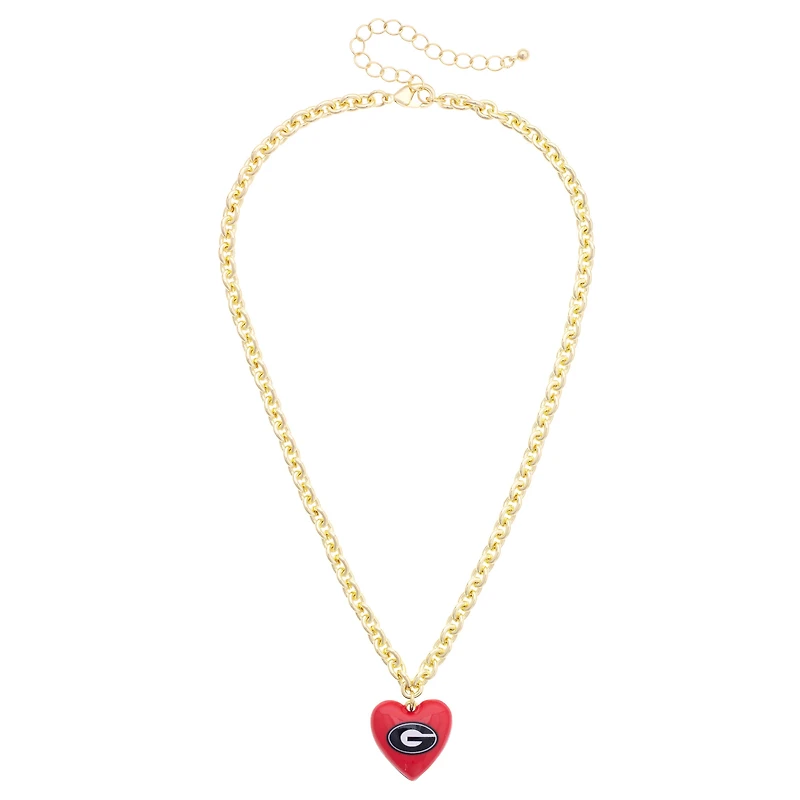 Women's CANVAS Style Georgia Bulldogs Heart Necklace