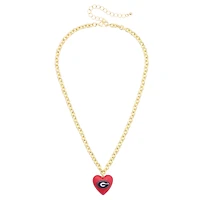 Women's CANVAS Style Georgia Bulldogs Heart Necklace