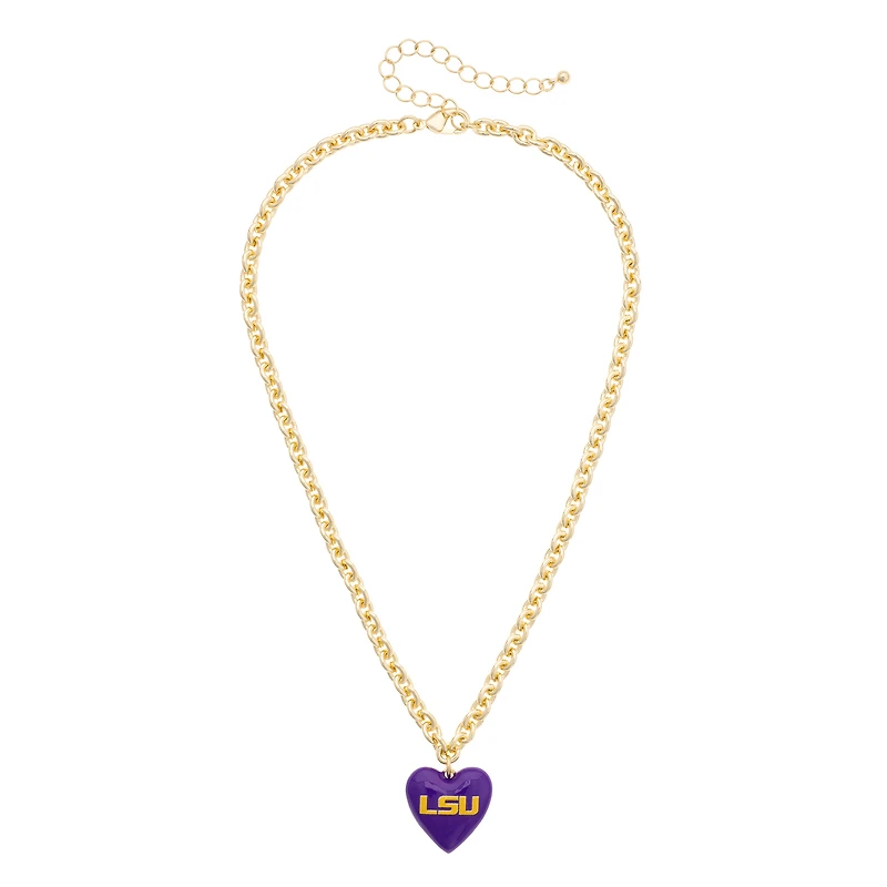 Women's CANVAS Style LSU Tigers Heart Necklace