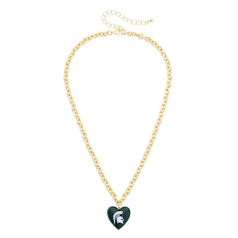 Women's CANVAS Style Michigan State Spartans Heart Necklace