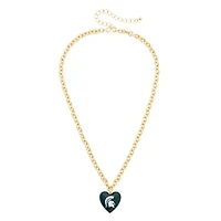 Women's CANVAS Style Michigan State Spartans Heart Necklace